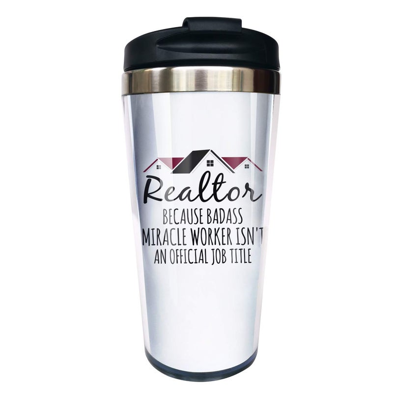 IRIDESCENT Realtor Travel Coffee Mug for Men Women, Realtor Miracle Worker Job Title Tumbler, Funny Cup for Real Estate Agent Birthday Christmas Gifts 12 Oz - Image 1